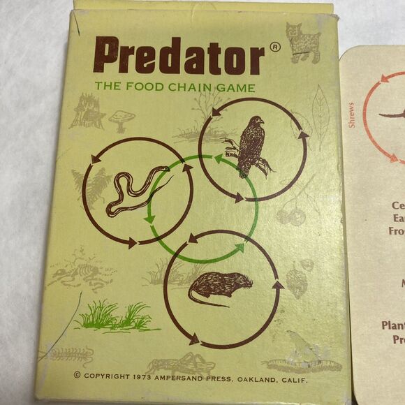 1973 Predator The Food Chain Game Ampersand Press Vintage 70s Science Card Game - Picture 2 of 5